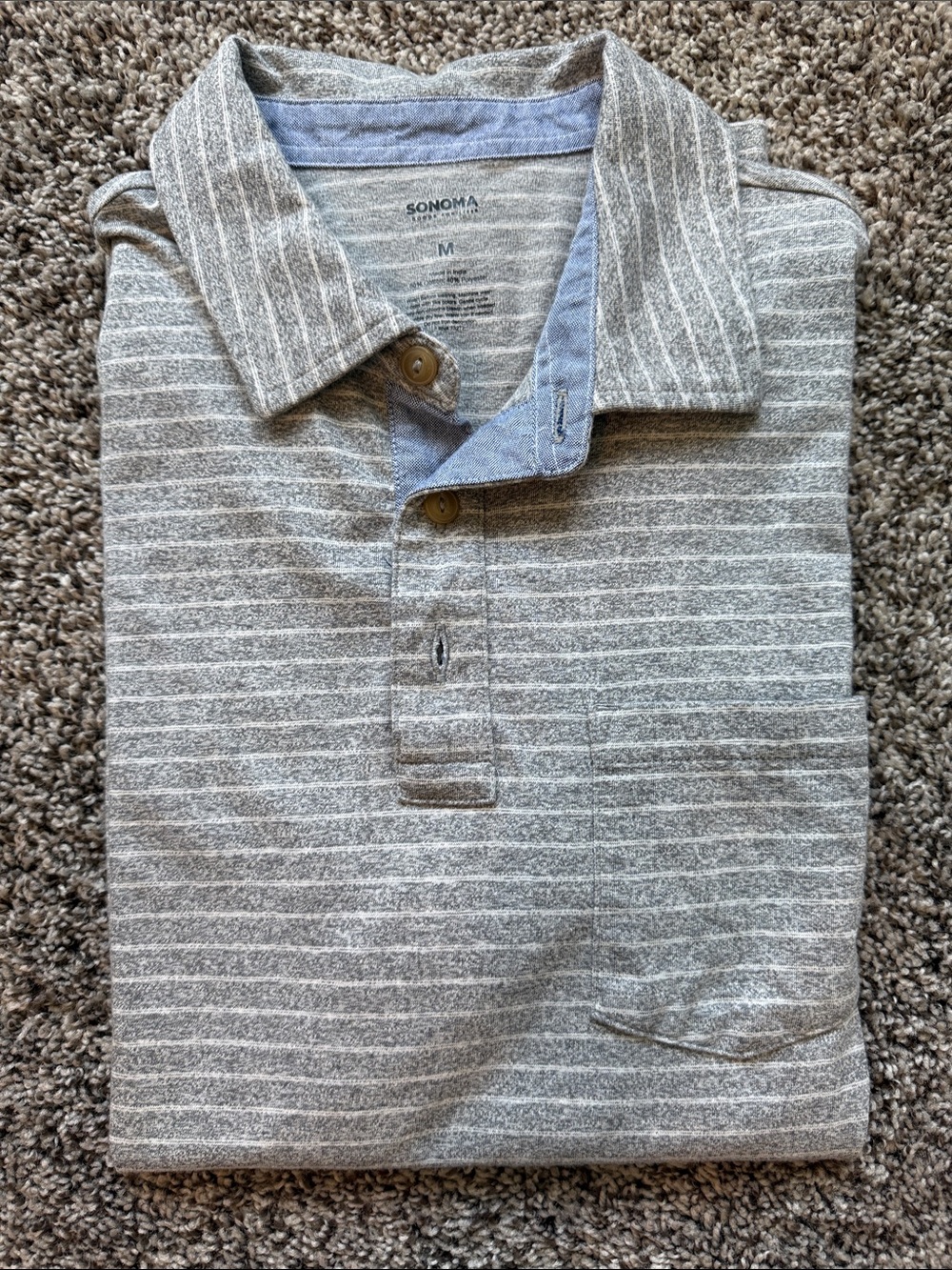 Sonoma Men's Gray Striped Polo Shirt